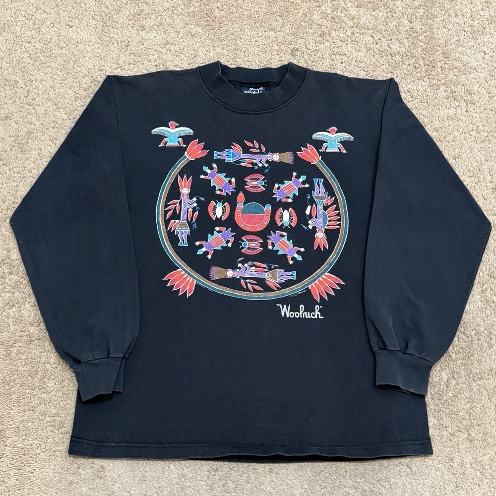 Vintage Woolrich Art T-shirt Mens Medium Paula Patterson Native Tribal American